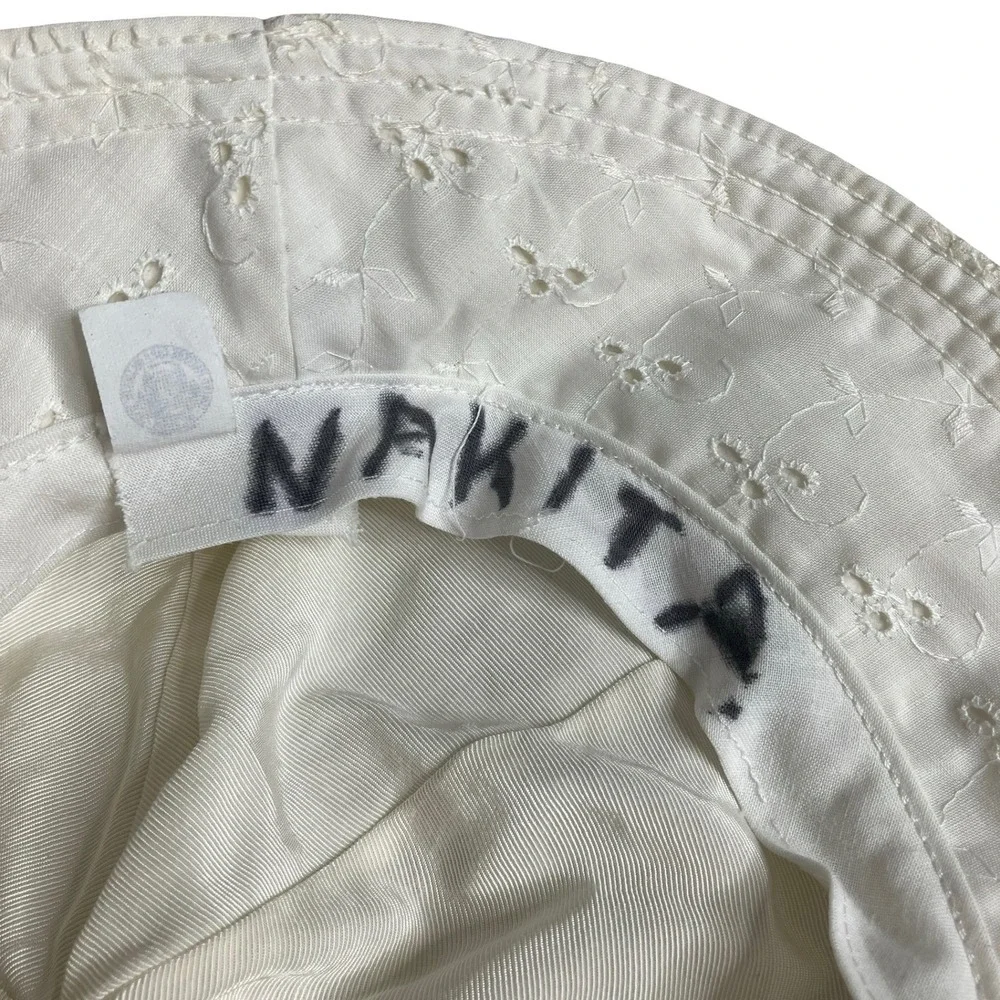 Vintage White Eyelet Embroidered Sun Hat Union Made USA Cottagecore Prairie